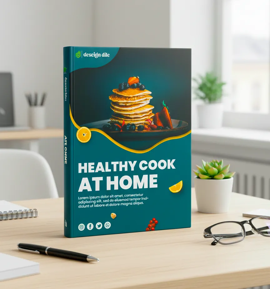 Healthy Cookbook at Home Book Cover Design by DesignDile