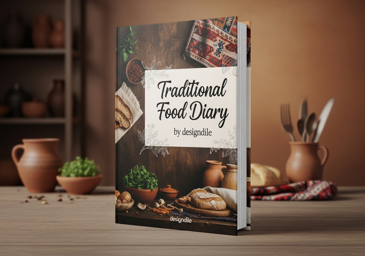 Traditionally Food Diary Book Cover Design by DesignDile